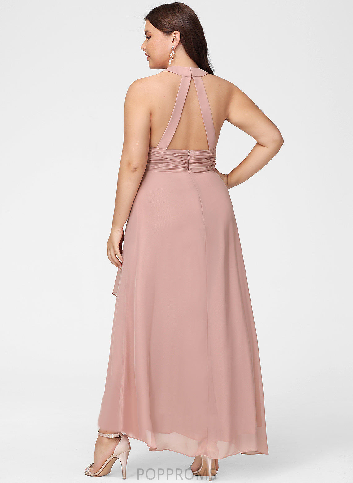 Length Asymmetrical A-Line Embellishment Silhouette SplitFront V-neck Neckline Fabric Rita Spaghetti Staps Sleeveless Bridesmaid Dresses