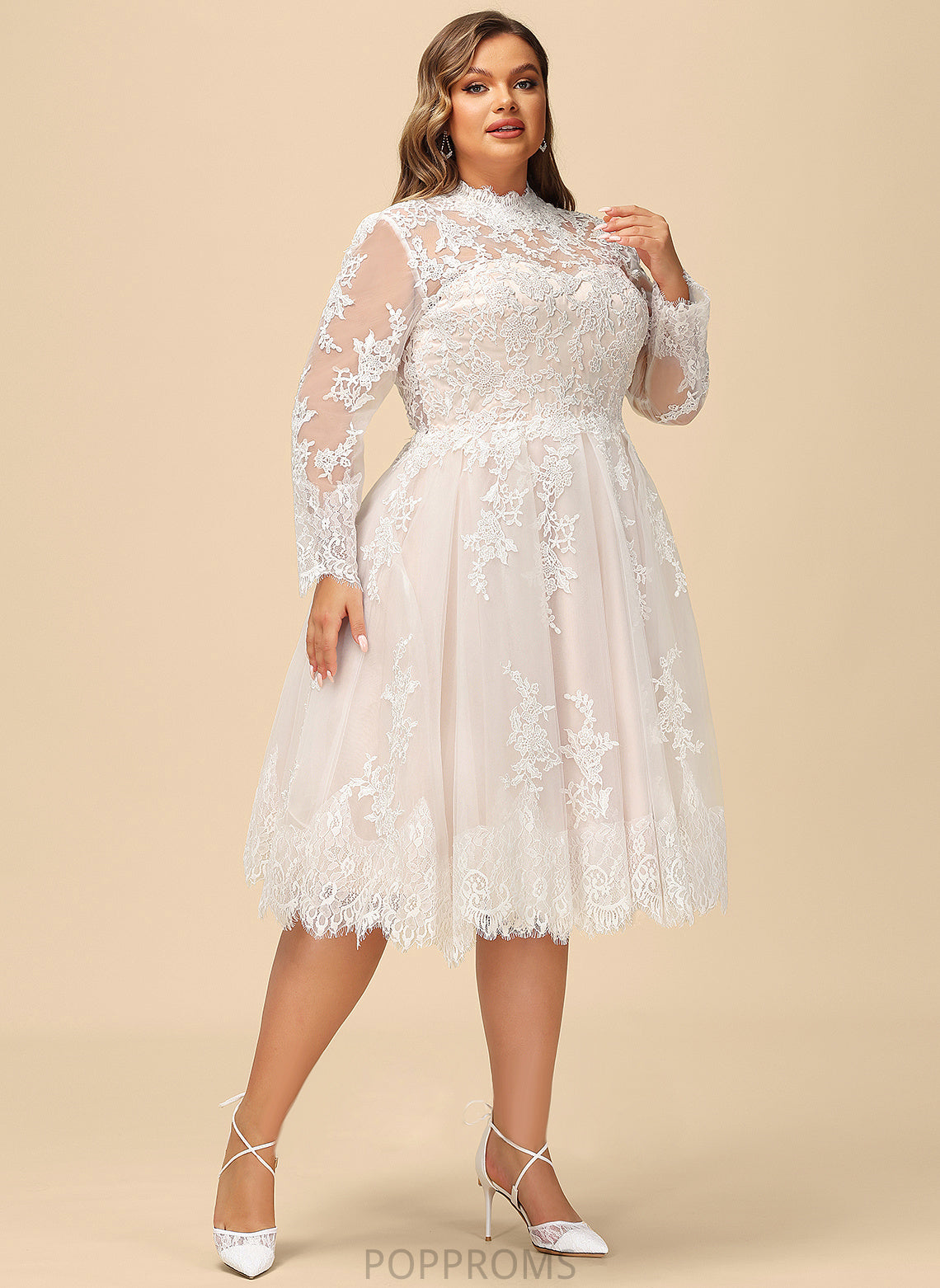 Dress Chasity Illusion Lace Tulle Knee-Length Wedding Dresses A-Line Wedding