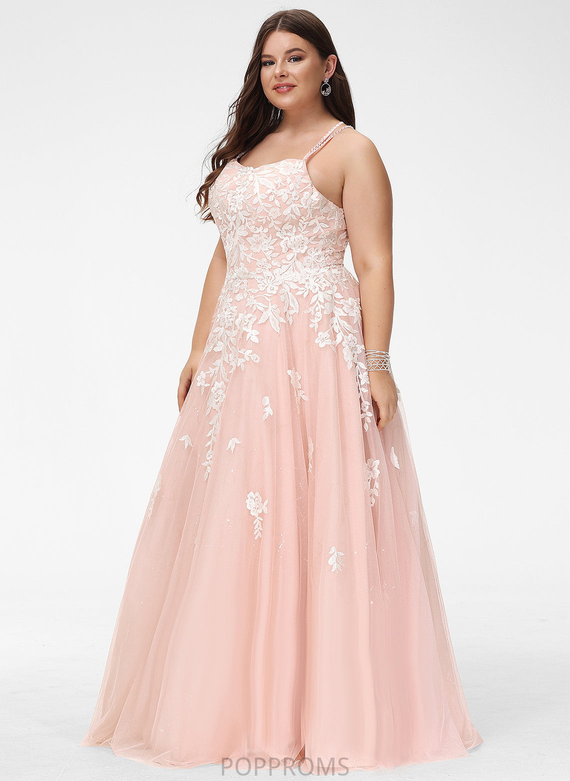 Ball-Gown/Princess Prom Dresses Alexia Square Floor-Length Sequins With Tulle Lace