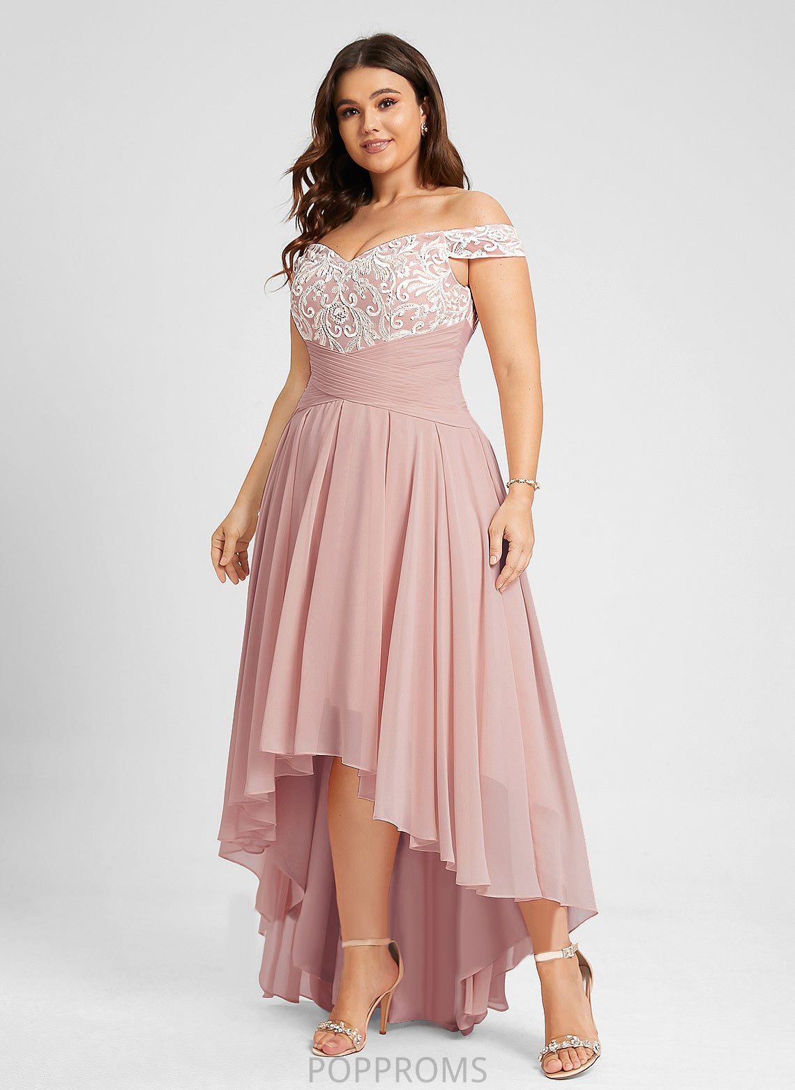 Asymmetrical Pleated Off-the-Shoulder Dress Wedding With Athena Chiffon Wedding Dresses A-Line Lace