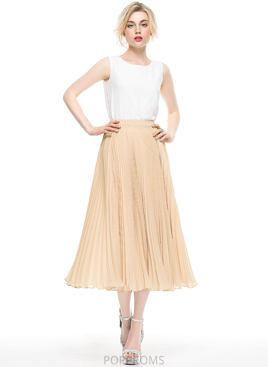 Skirt Dakota Pleated A-Line/Princess Tea-Length With Cocktail Dresses Chiffon Cocktail