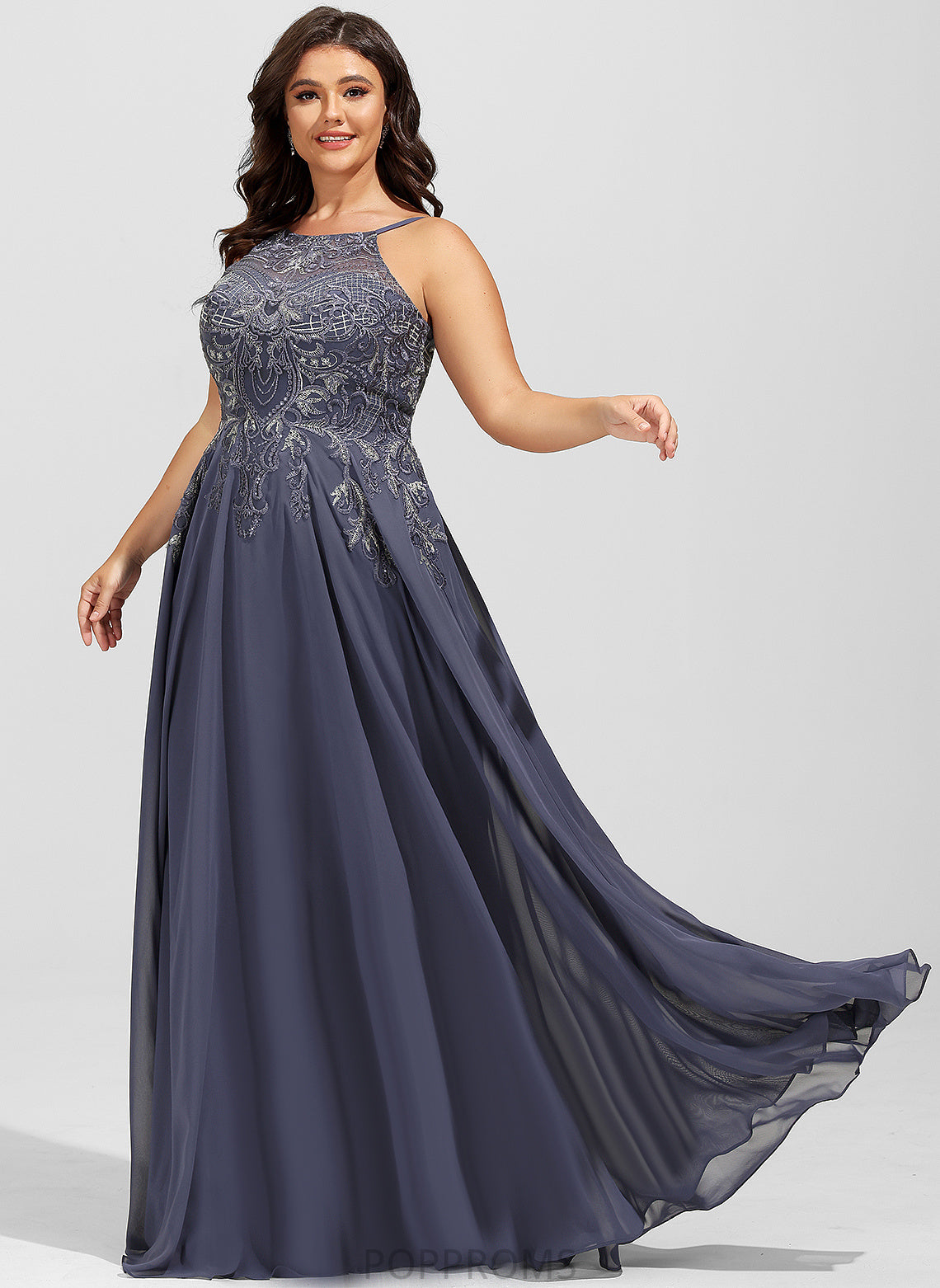 Sequins Floor-Length Chiffon Cailyn A-Line Prom Dresses Scoop With