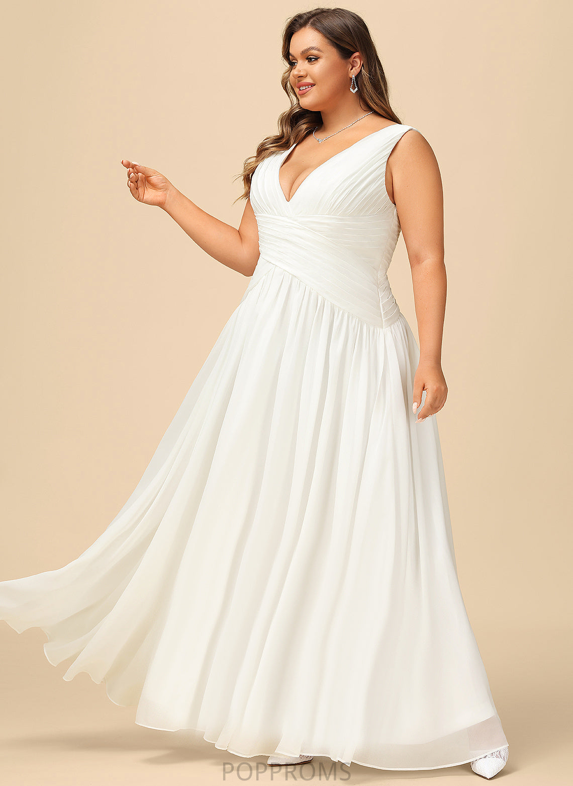 Wedding Dresses Wedding Paige Pleated Dress V-neck A-Line Chiffon Floor-Length With