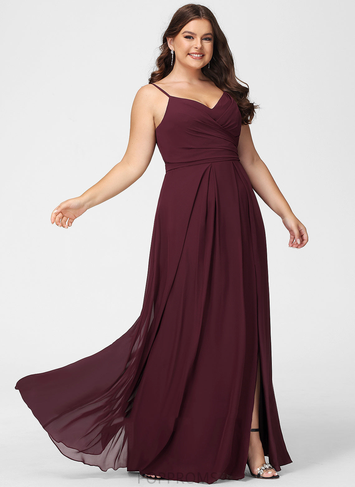 Ruffle Embellishment Neckline Floor-Length V-neck Length A-Line Fabric Silhouette SplitFront Jaden Off The Shoulder Bridesmaid Dresses