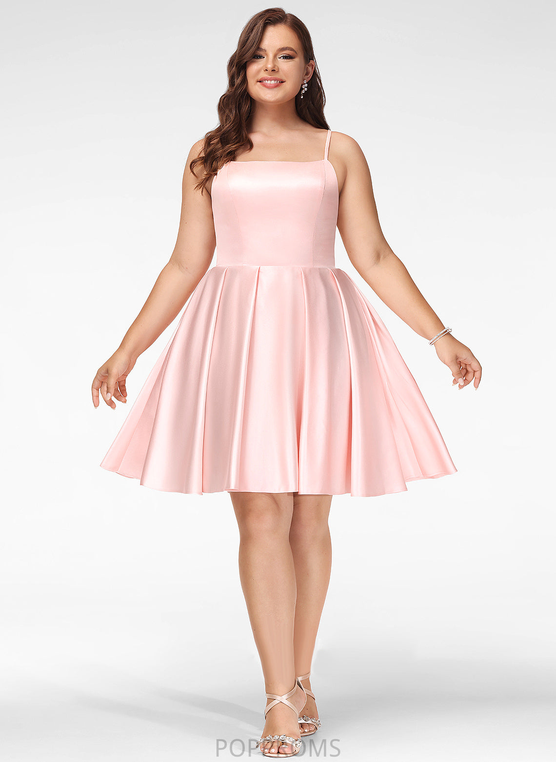 A-Line Square Short/Mini Satin Prom Dresses Mina