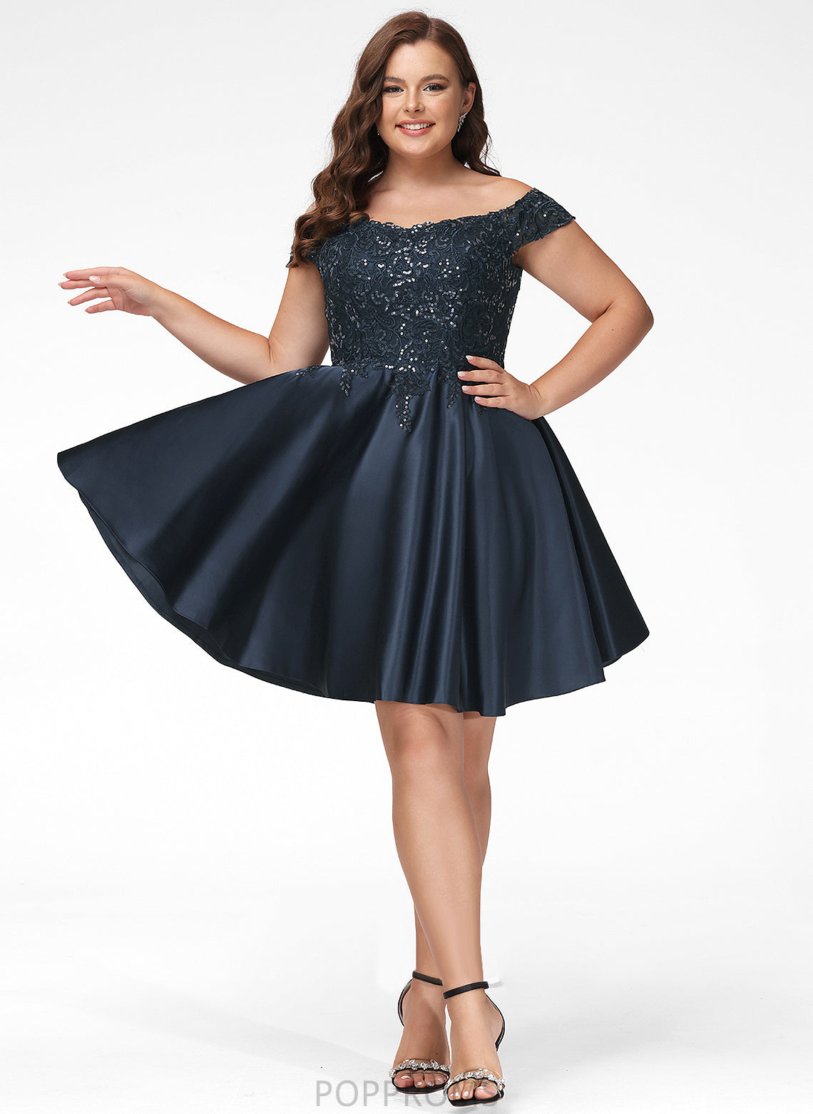 Off-the-Shoulder Short/Mini Satin A-Line Prom Dresses Liliana