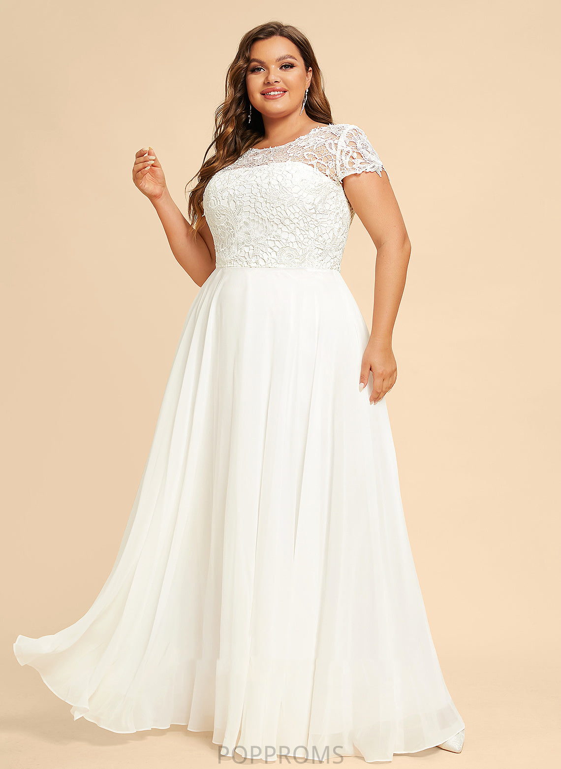 Chiffon Scoop Salma Wedding Dress Floor-Length A-Line Wedding Dresses Lace