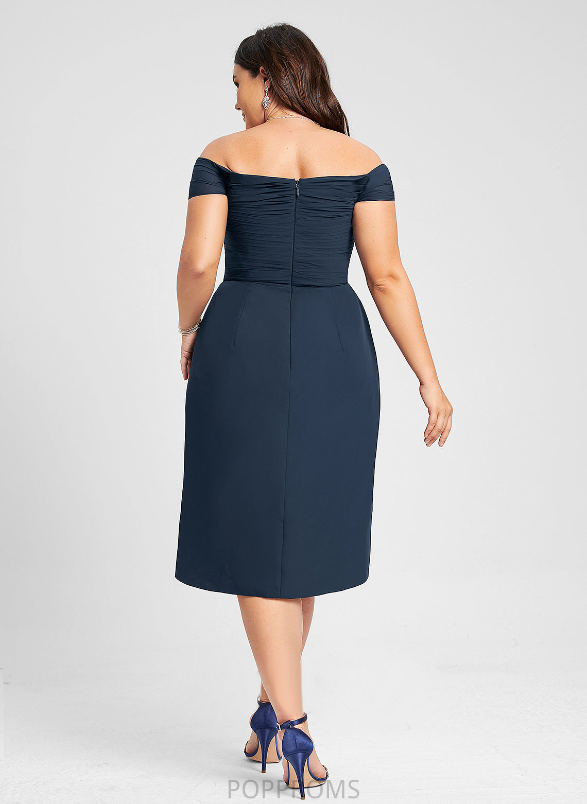 Cocktail Ruffle Cocktail Dresses Dress Chiffon Delilah Sheath/Column Off-the-Shoulder With Asymmetrical