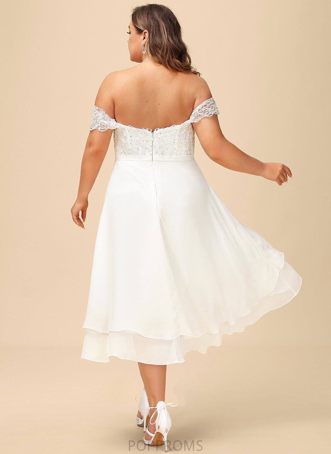 Lace Chiffon A-Line Off-the-Shoulder Dress With Wedding Kennedy Wedding Dresses Asymmetrical Sequins Beading