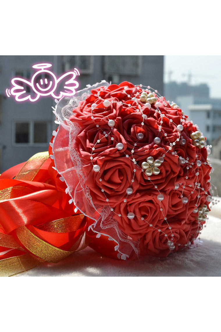 Sweet Round Satin/Silk Bridal Bouquets