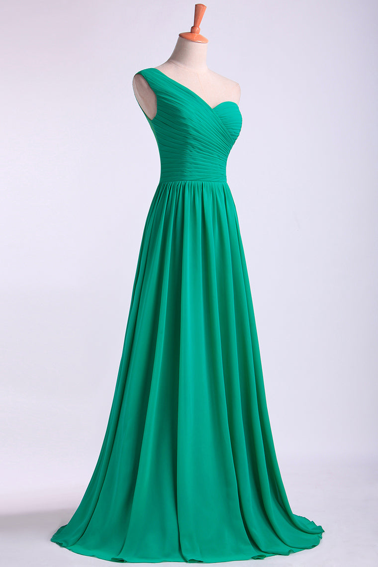 2024 One Shoulder Bridesmaid Dresses A Line Chiffon Floor Length