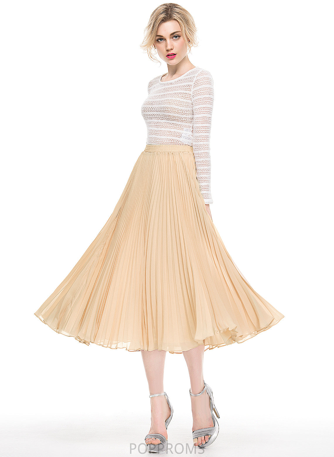 Skirt Dakota Pleated A-Line/Princess Tea-Length With Cocktail Dresses Chiffon Cocktail