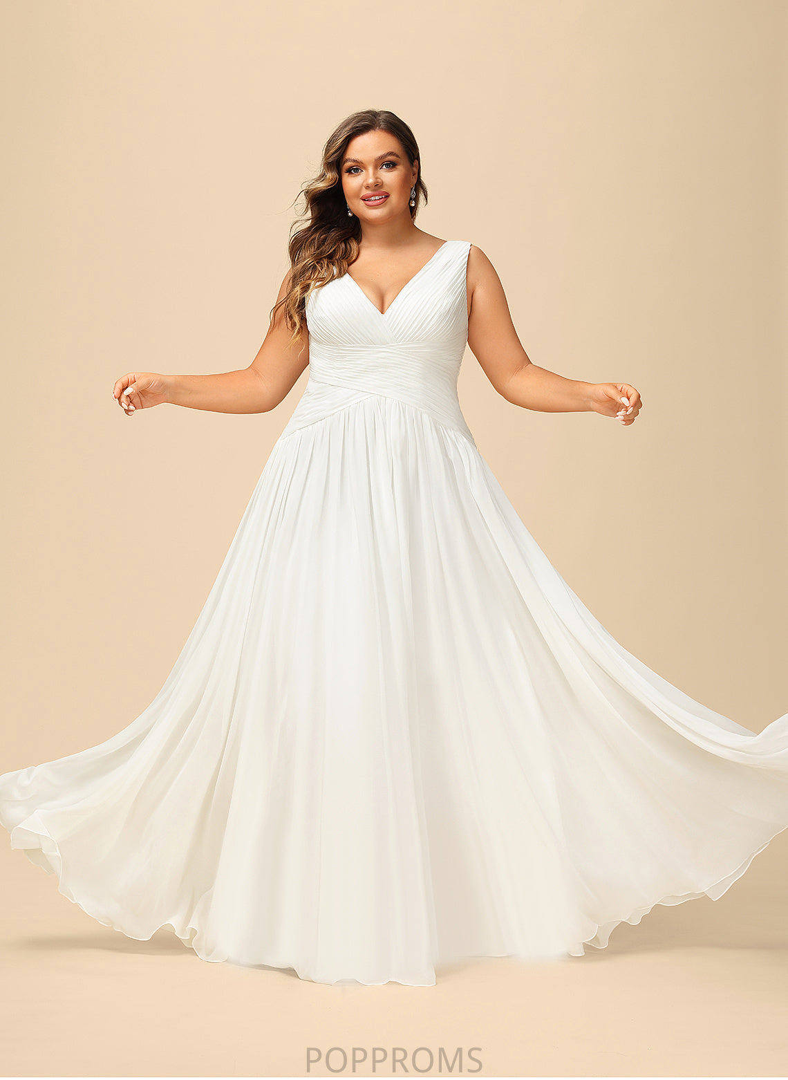 Wedding Dresses Wedding Paige Pleated Dress V-neck A-Line Chiffon Floor-Length With