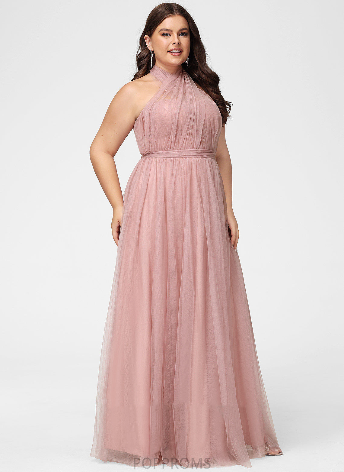 Floor-Length Tulle Neckline Off-the-Shoulder Fabric Length One-Shoulder Silhouette A-Line V-neck Straps Kristina Bridesmaid Dresses