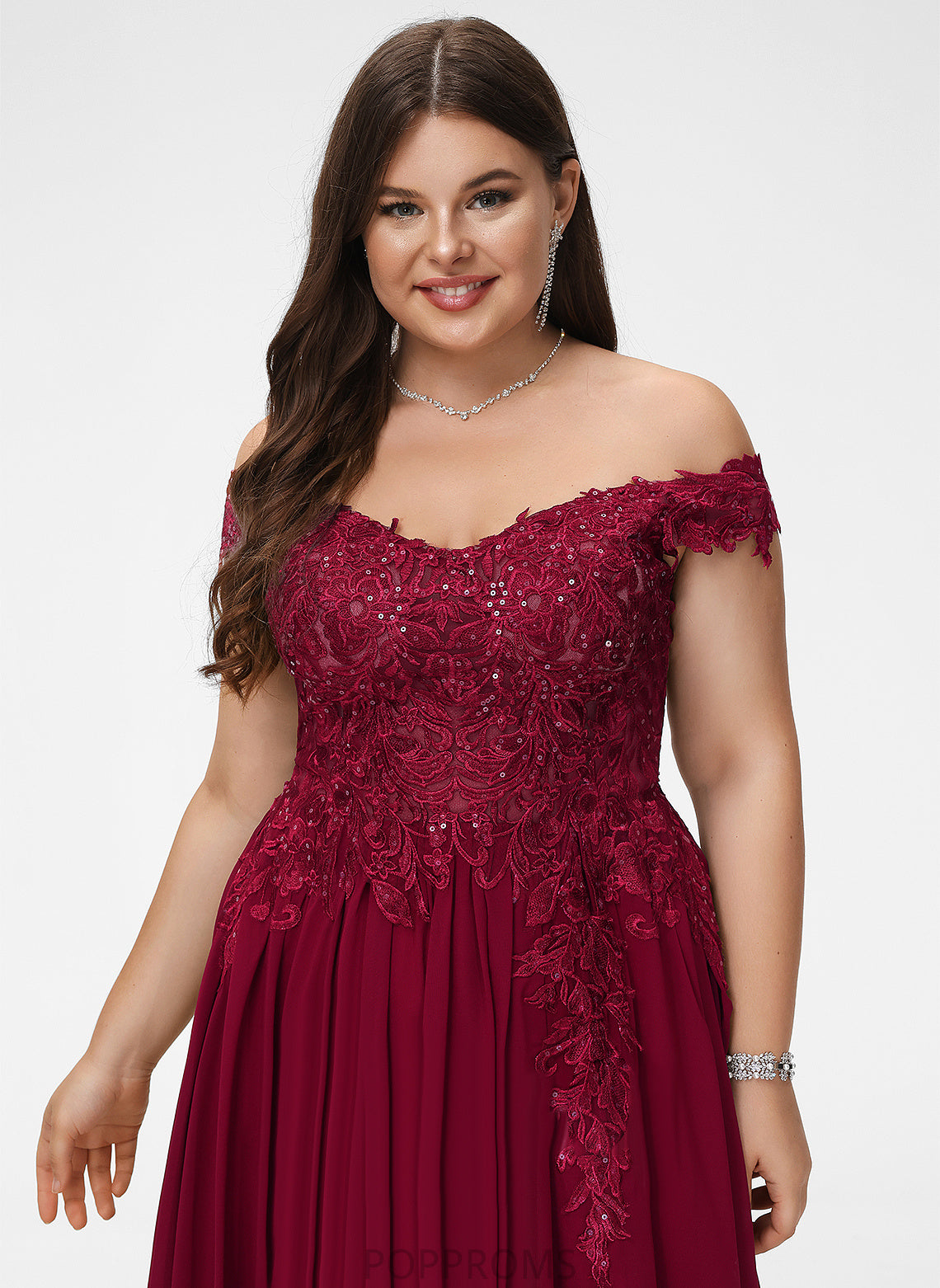 Off-the-Shoulder Sweep With Train Chiffon Prom Dresses A-Line Dixie Sequins