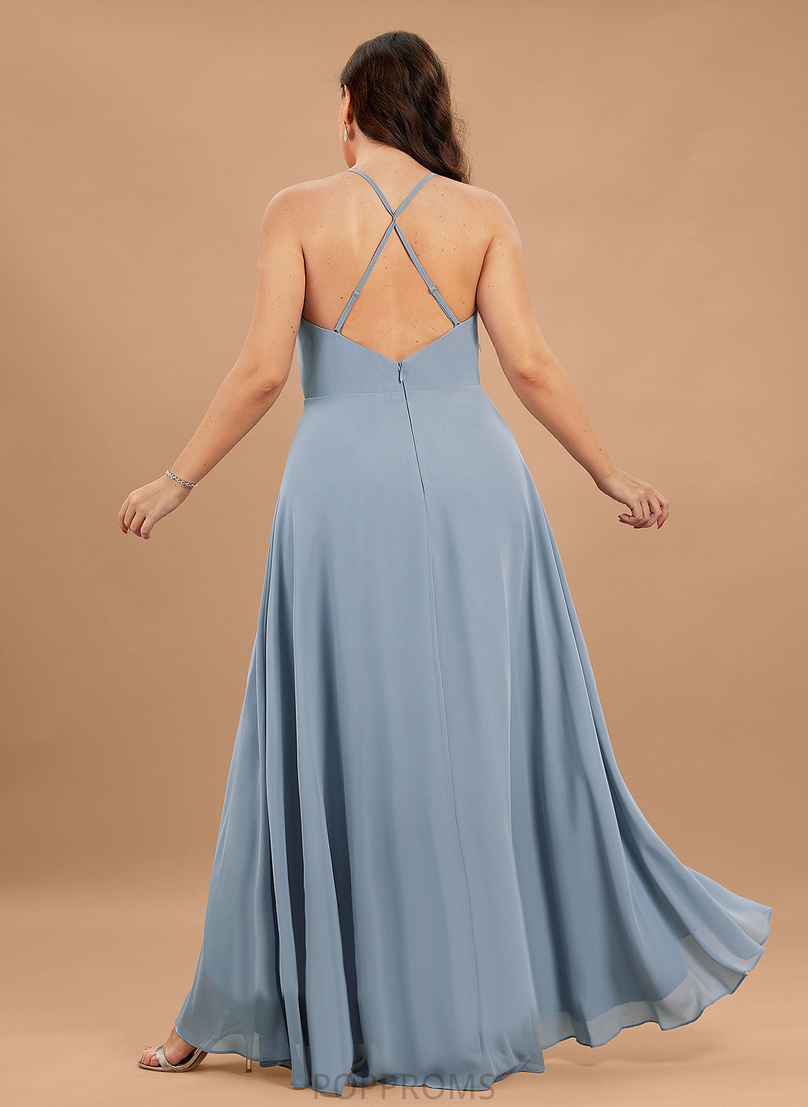 A-Line Cassidy Chiffon Asymmetrical Prom Dresses V-neck