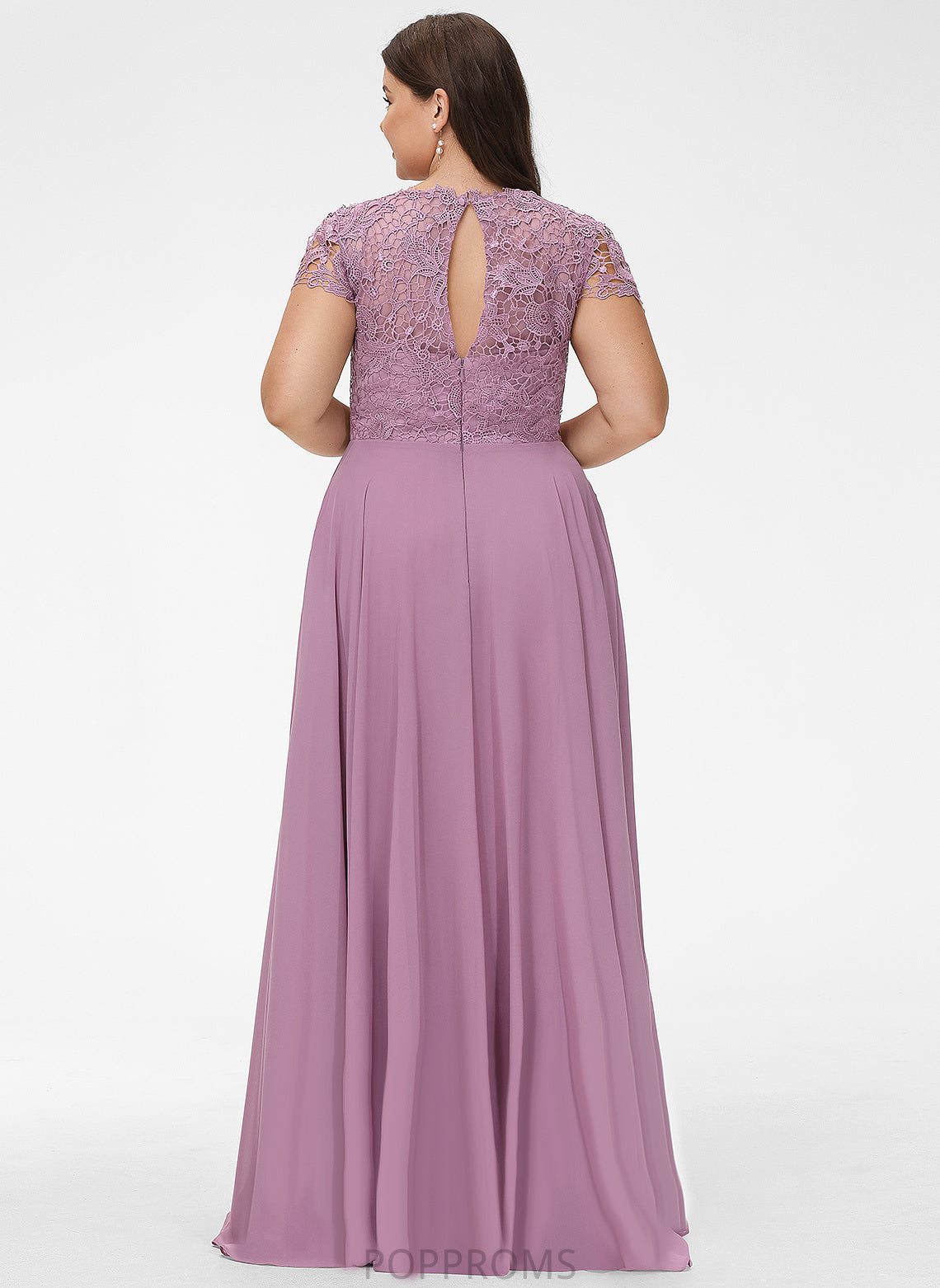 Lace Floor-Length Chiffon Scoop Itzel Prom Dresses A-Line