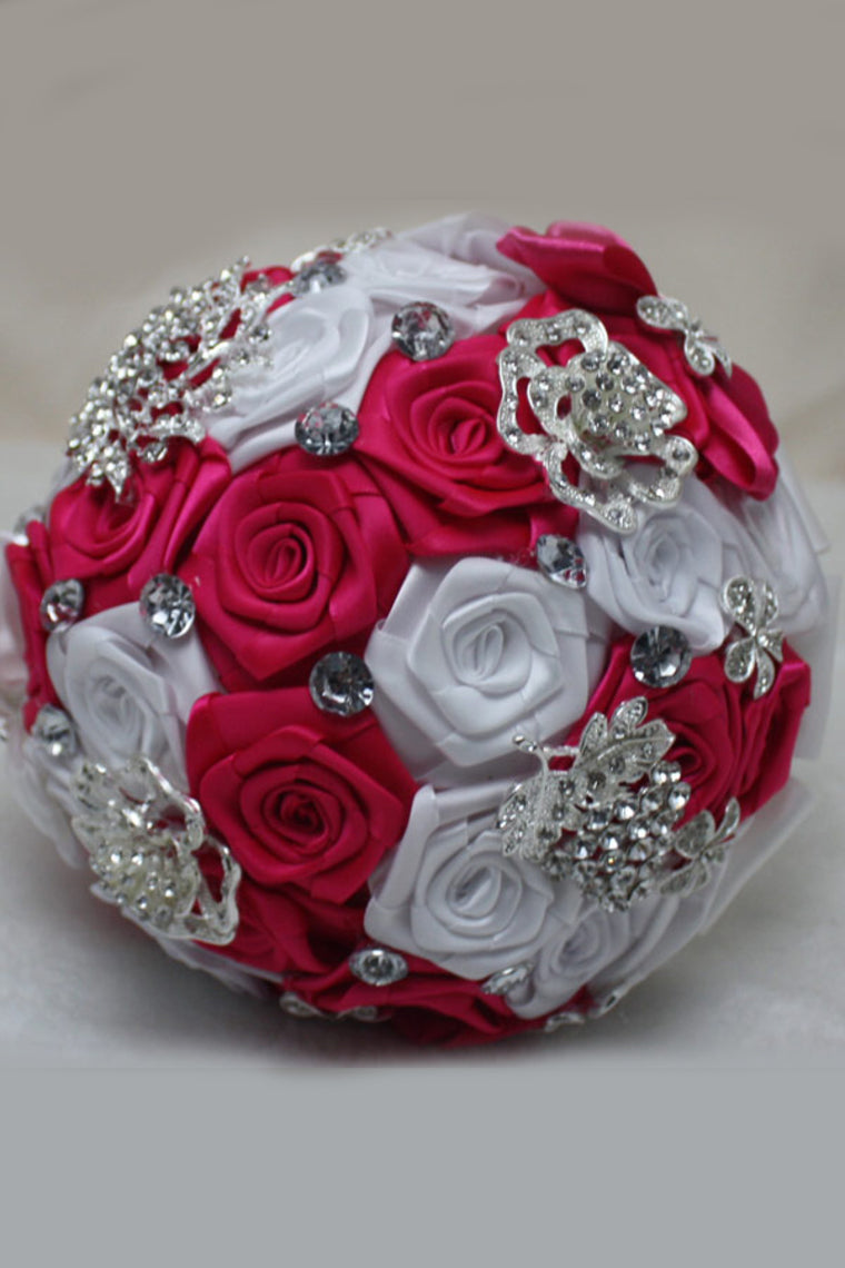 Round Roses Pearl Crystal Roses Wedding Bouquet (26*22cm)