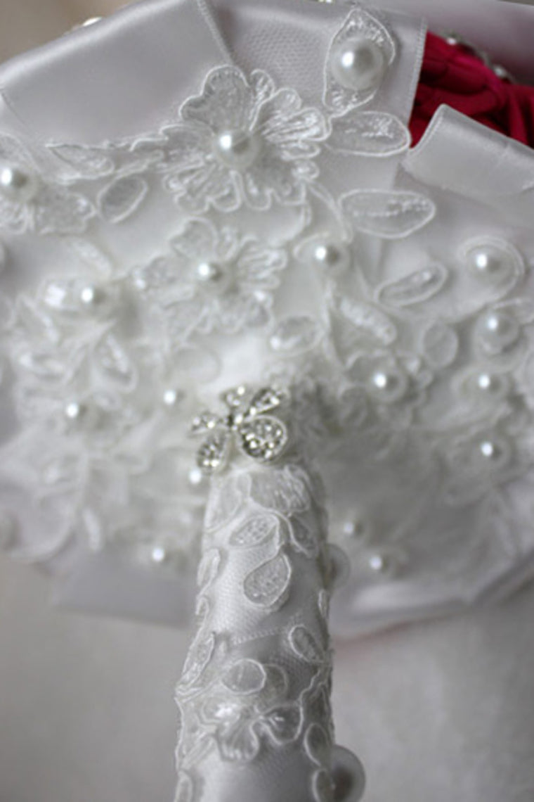 Round Roses Pearl Crystal Roses Wedding Bouquet (26*22cm)