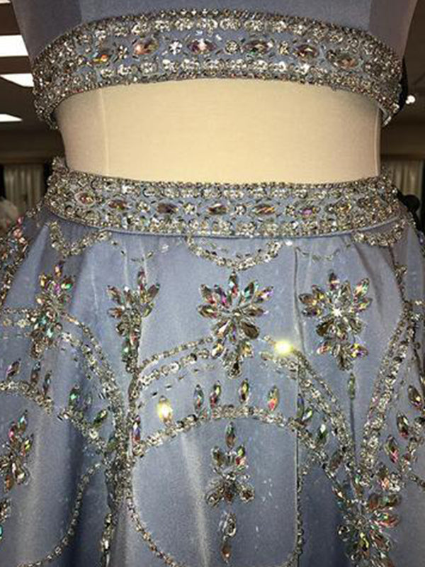 2024 A-Line Homecoming Dresses Harper Jewel Neck Sleeveless Cut Out Back Beading Two Piece Cut Short/Mini