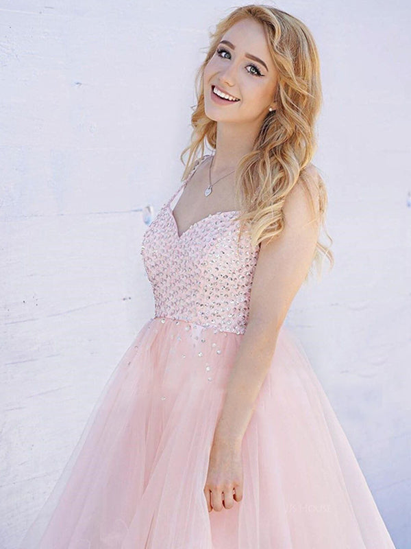 2024 A-Line Pat Homecoming Dresses Sweetheart Sleeveless Beading Tulle