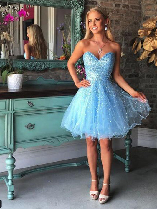 Kamila Homecoming Dresses 2024 A-Line Sweetheart Sleeveless Beading Organza Short/Mini