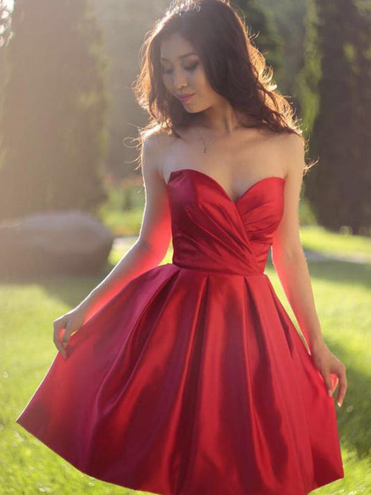 Oriental Style Red Selah Homecoming Dresses Sweetheart Sleeveless Pleated A-Line Short Mini