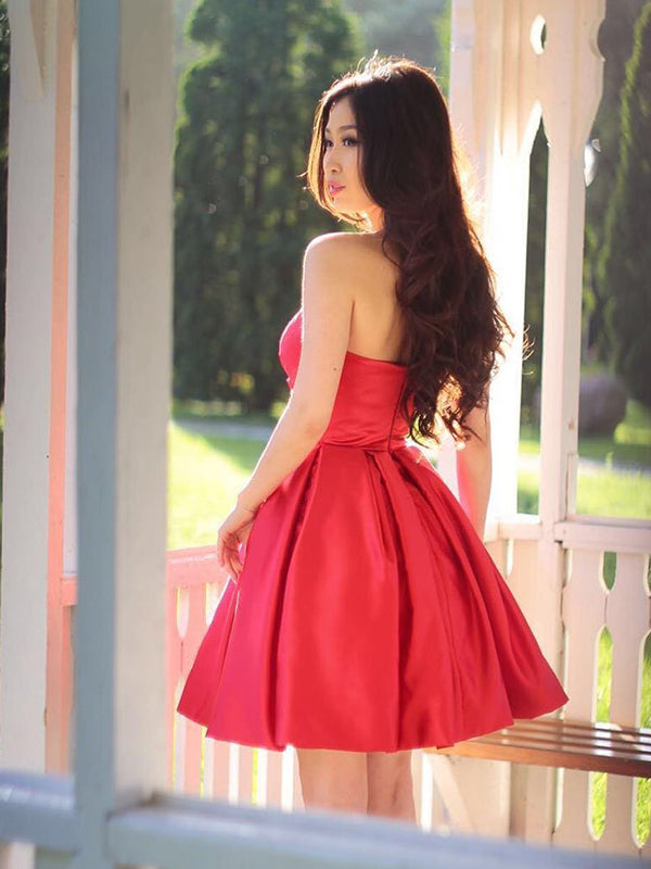 Oriental Style Red Selah Homecoming Dresses Sweetheart Sleeveless Pleated A-Line Short Mini