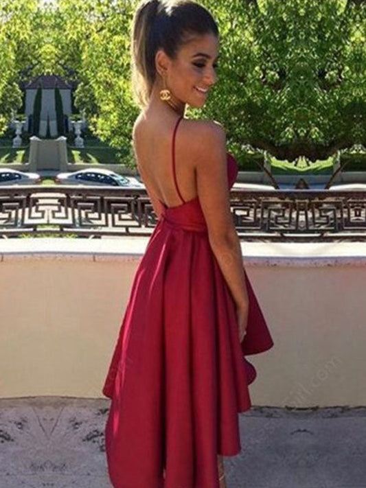 High Low Pleated Halter Sleeveless Frederica Homecoming Dresses Cut Out Short Backless