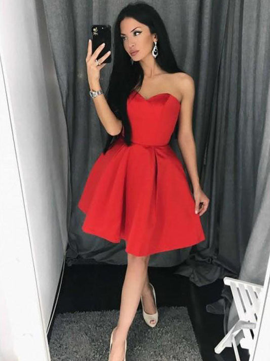 Homecoming Dresses Nancy Red Ball Gown Sweetheart Sleeveless Cut Short Mini