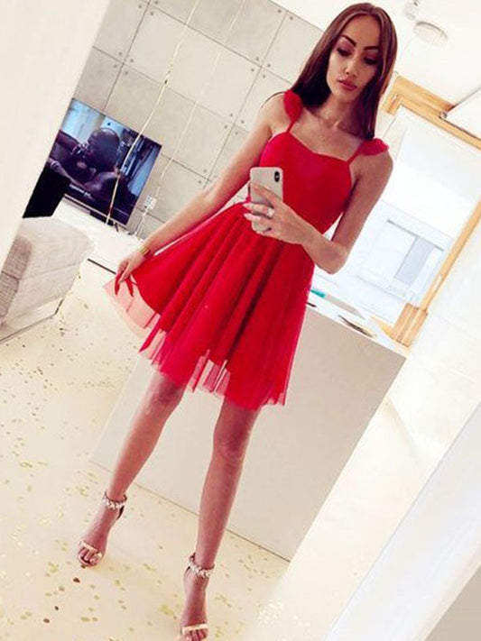 A-Line Sweetheart Sleeveless Tulle Cut Homecoming Dresses Helena Short Mini