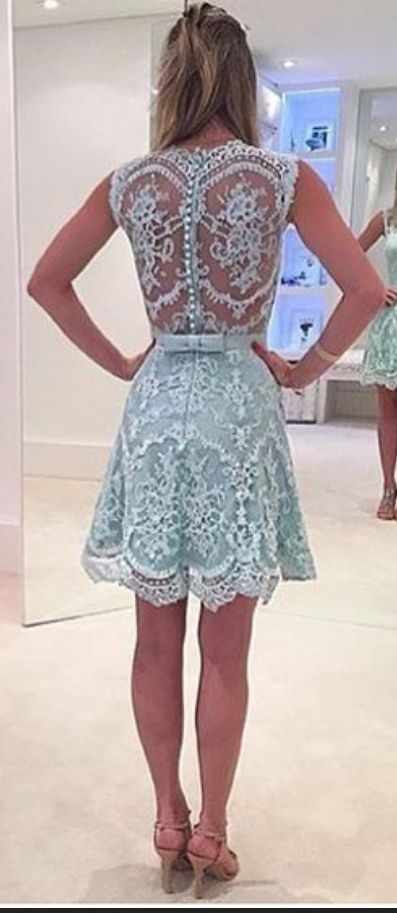 Sleeveless Jewel Flowers Pearls Sheer Back Homecoming Dresses Lace Raelynn A Line Pleated Bow Knot