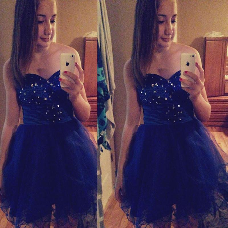 Sweetheart Strapless Sage Royal Blue Homecoming Dresses A Line Rhinestone Pleated Organza