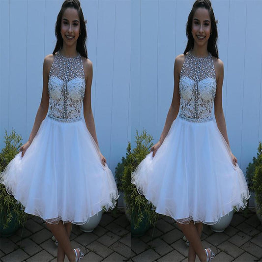 Organza Jewel Sleeveless Homecoming Dresses Dixie Pleated Rhinestone Appliques Flowers