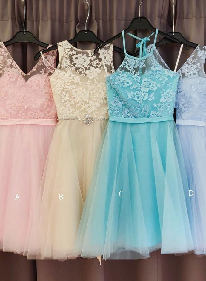 Tulle Pleated Flowers Sleeveless Homecoming Dresses A Line Skylar Lace Knee Length