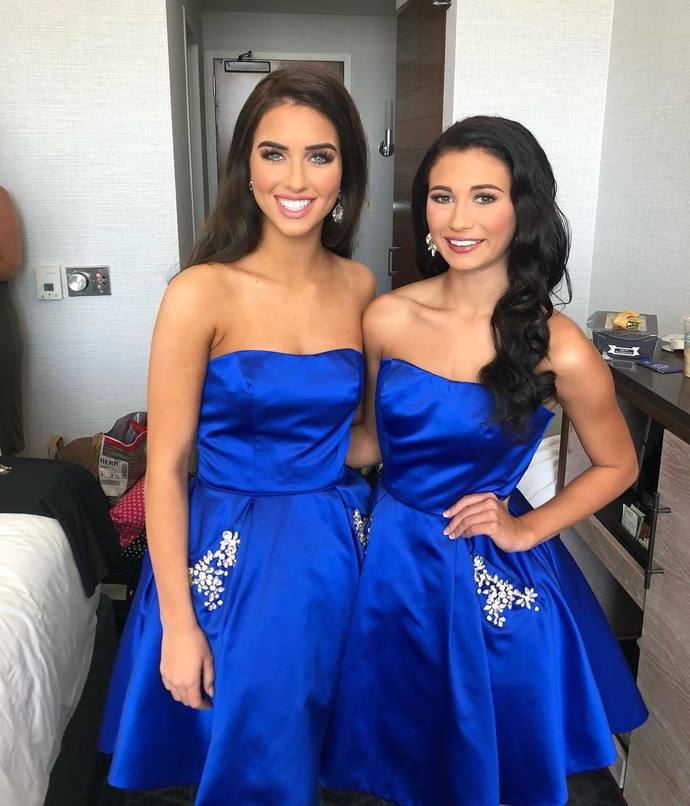 Strapless Pleated Satin Homecoming Dresses Royal Blue Hilda A Line Short Rhinestone