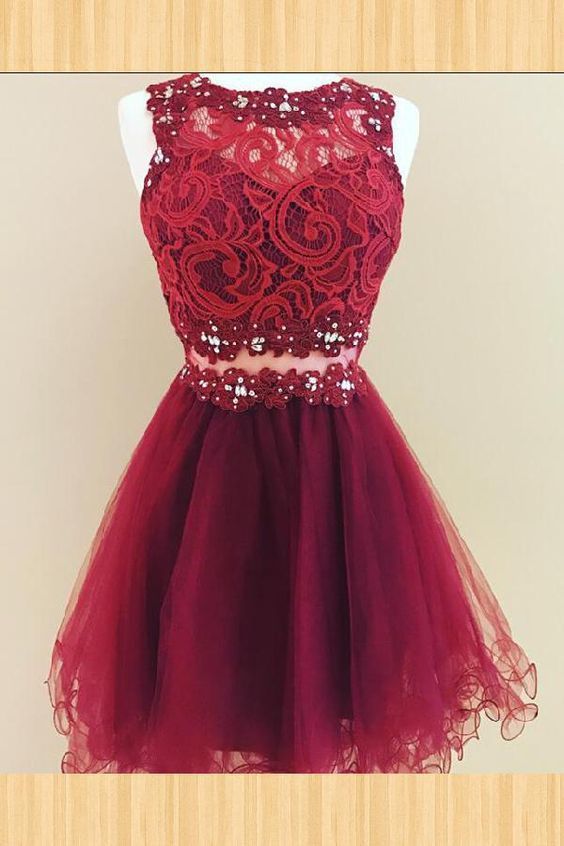 Short Sleeveless Jewel Homecoming Dresses Isabela A Line Lace Flowers Organza Burgundy