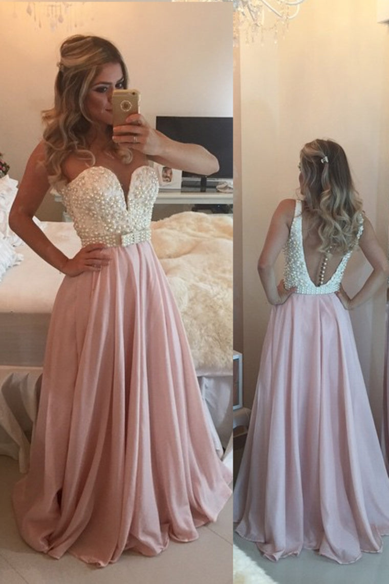 Prom Dresses Scoop A Line Chiffon With Beading Sweep Train