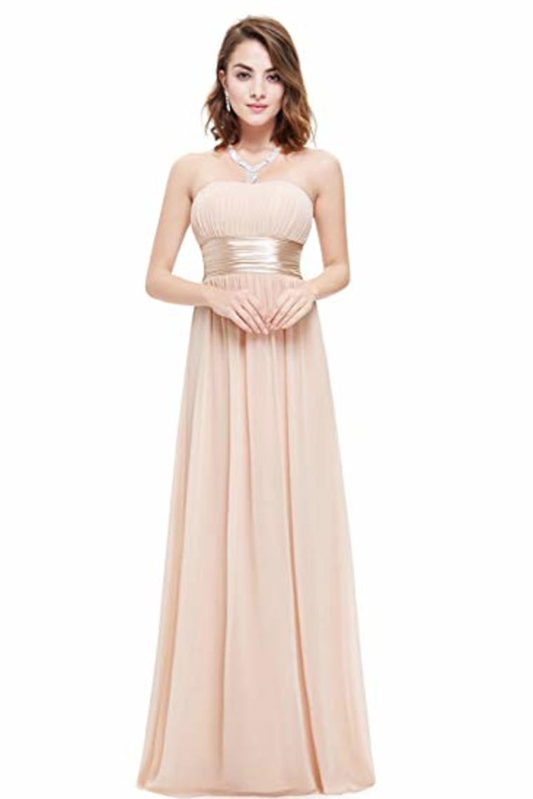 Chiffon Sweetheart Neck A Line Sleeveless Wedding Bridesmaid Long Evening  Festive Party Dress