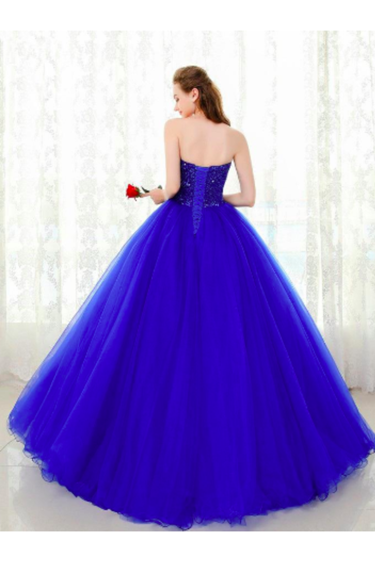 Sweetheart Quinceanera Dresses Floor-Length Tulle Ball Gown Lace Up Sequins