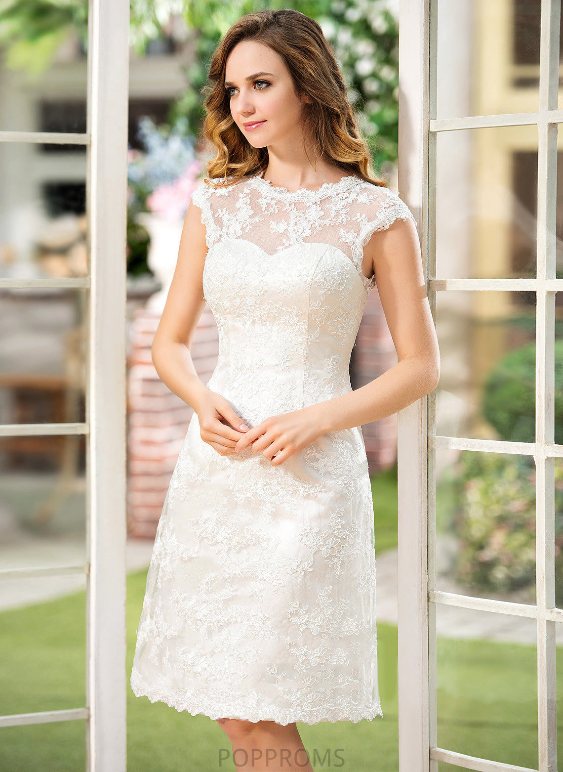 Dress Kennedy Knee-Length Neck Lace Scoop Wedding Dresses A-Line Wedding Satin