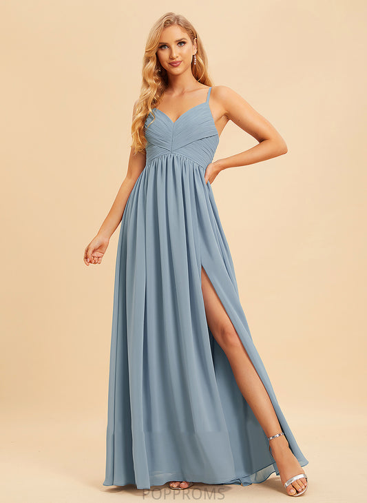 Fabric Neckline SplitFront Length Embellishment A-Line V-neck Silhouette Floor-Length Susanna Sleeveless Natural Waist Bridesmaid Dresses