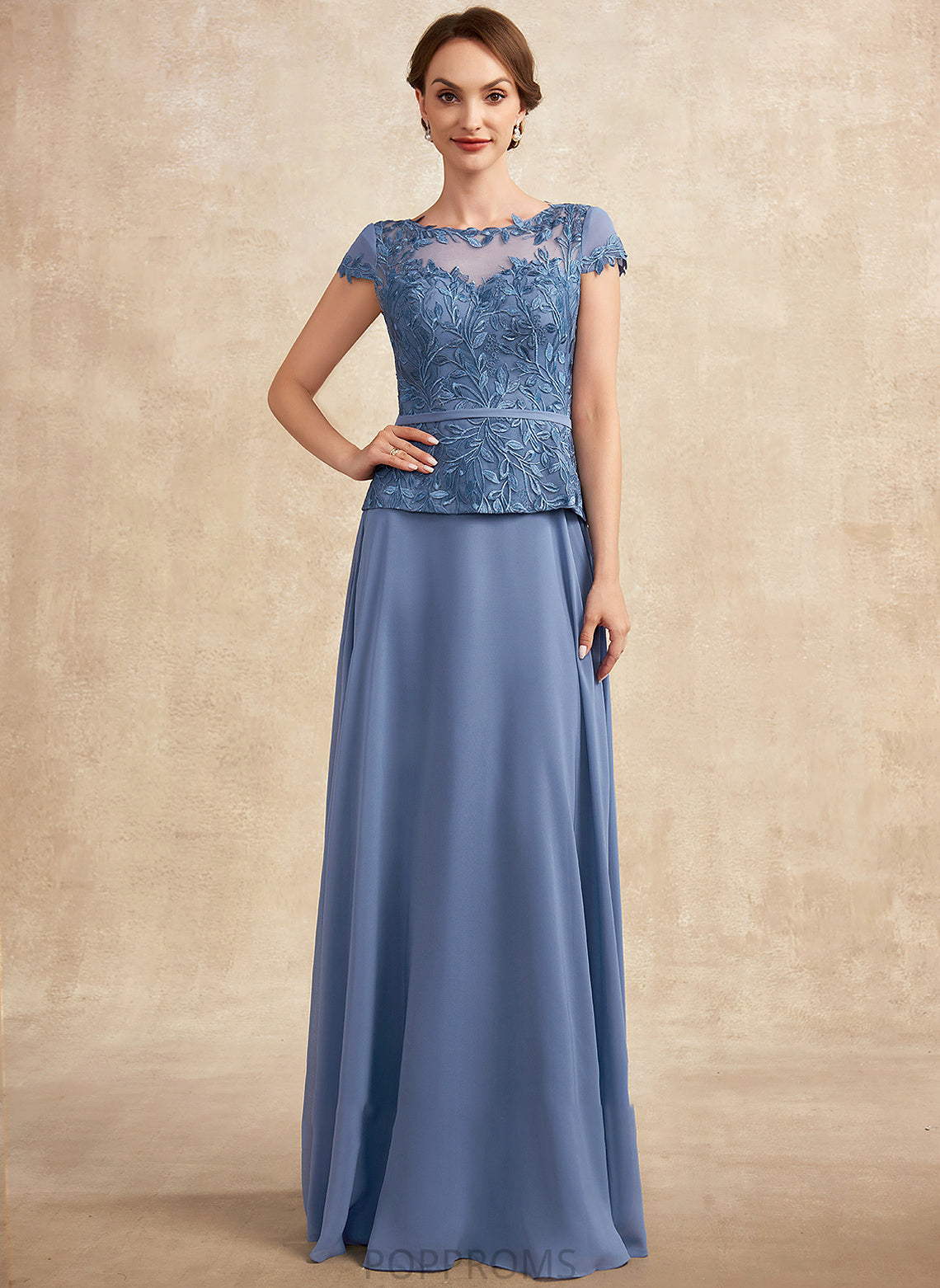 Kennedy Lace of Mother Mother of the Bride Dresses the Neck Bride Chiffon Scoop Dress A-Line Floor-Length