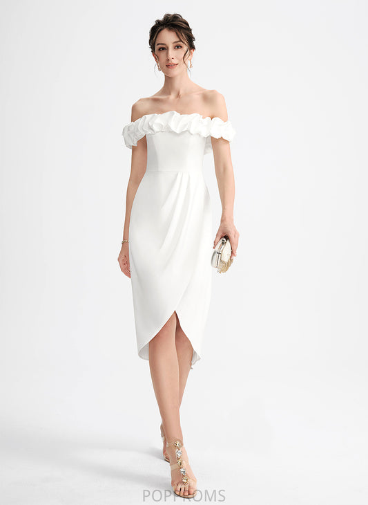 With Stretch Off-the-Shoulder Mariela Asymmetrical Dress Cocktail Crepe Cocktail Dresses Ruffle