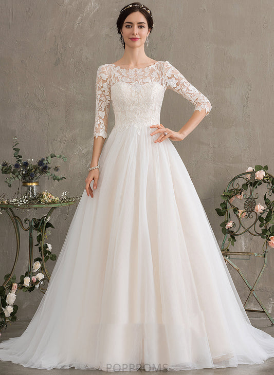 Court Dress Train Lace Scoop Wedding Sequins Undine Neck Ball-Gown/Princess Wedding Dresses With Tulle