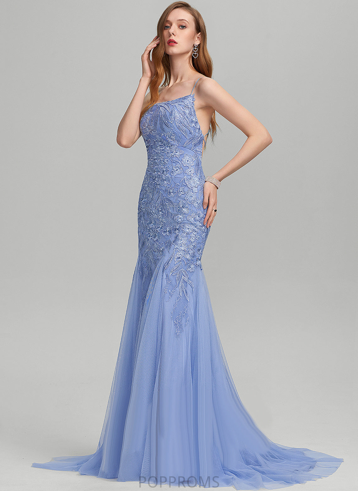 Lace Train Square With Sequins Trumpet/Mermaid Tulle Kristin Prom Dresses Sweep