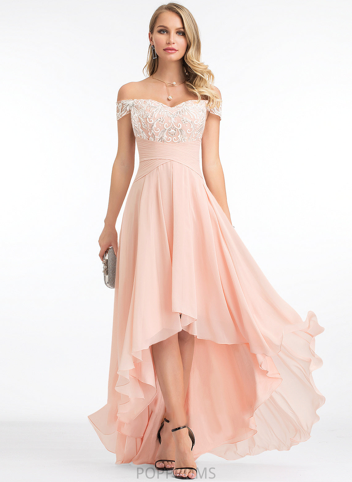 Prom Dresses With Off-the-Shoulder Sequins Chiffon Asymmetrical Destiny A-Line