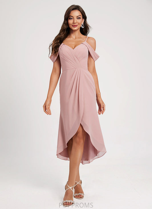 Cocktail Dress Pleated Asymmetrical Iris With Cocktail Dresses Front Sheath/Column Split Chiffon V-neck