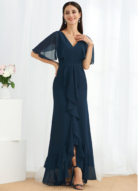 With V-neck Front Dress Marisa Split Asymmetrical A-Line Chiffon Cocktail Dresses Cocktail