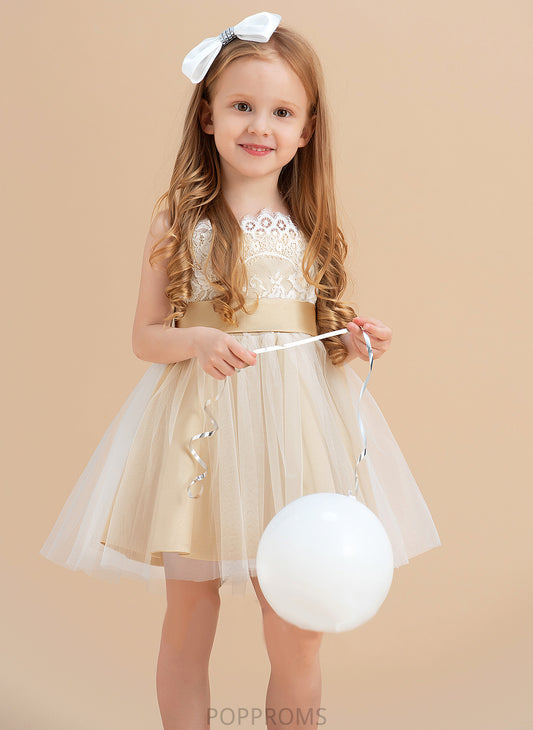 Tulle/Lace Sleeveless sash) With Knee-length Diamond A-Line/Princess Flower Girl Dresses Sash/Bow(s) Straps Girl (Undetachable Dress - Flower